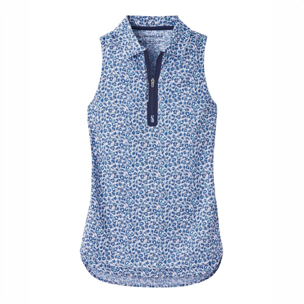 Peter Millar Women's Wild Flowers Multi Carner Zip-Neck Sleeveless Polo
